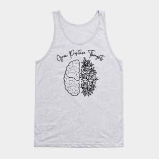 Grow Positive Thoughts Outline Roses Floral Positive Phrase Tank Top